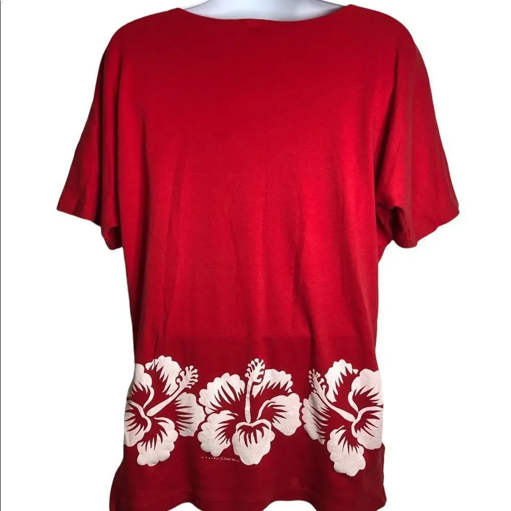 Vintage 70’s 80’s Rare CRAZY SHIRTS HAWAII Red Hibiscus Flowers Shirt Sz Large